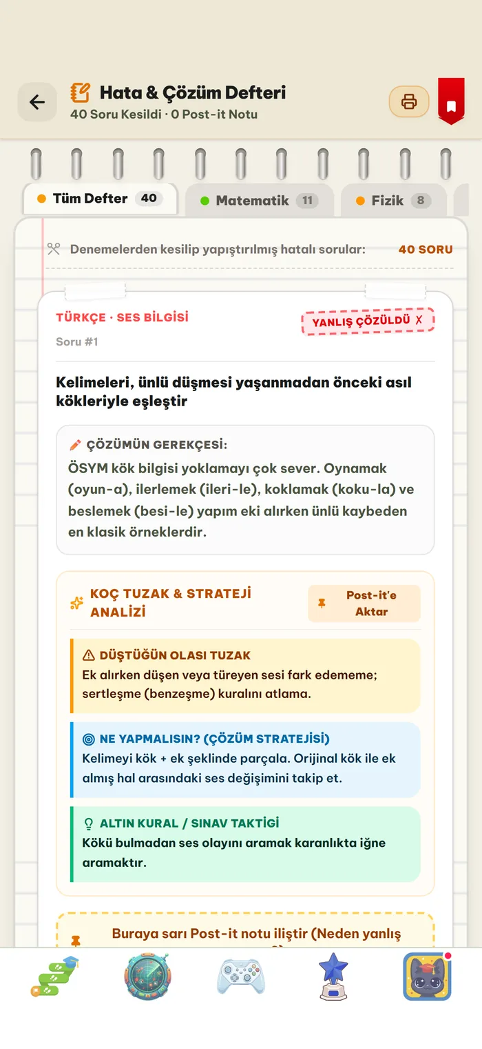 Hata defteri ekranı