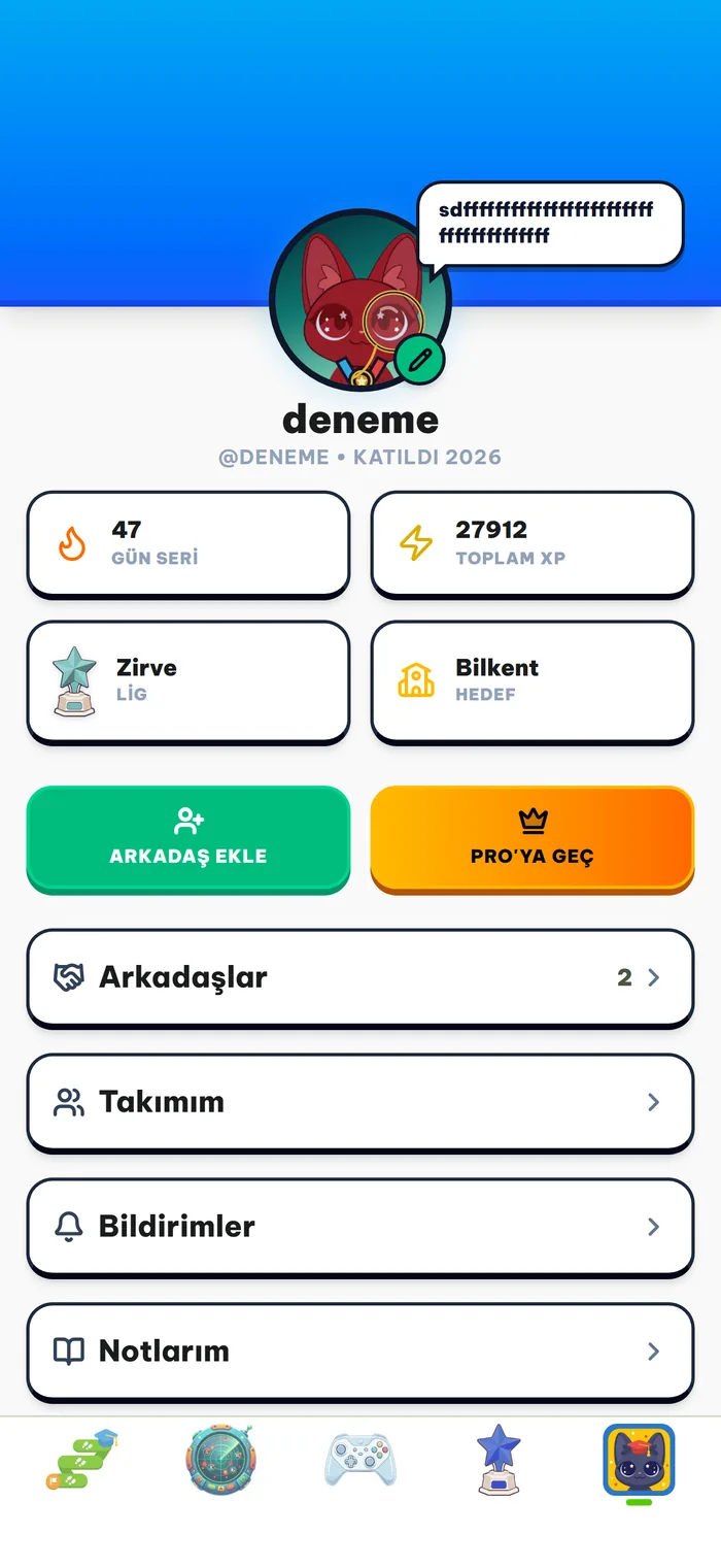 Profil ekranı