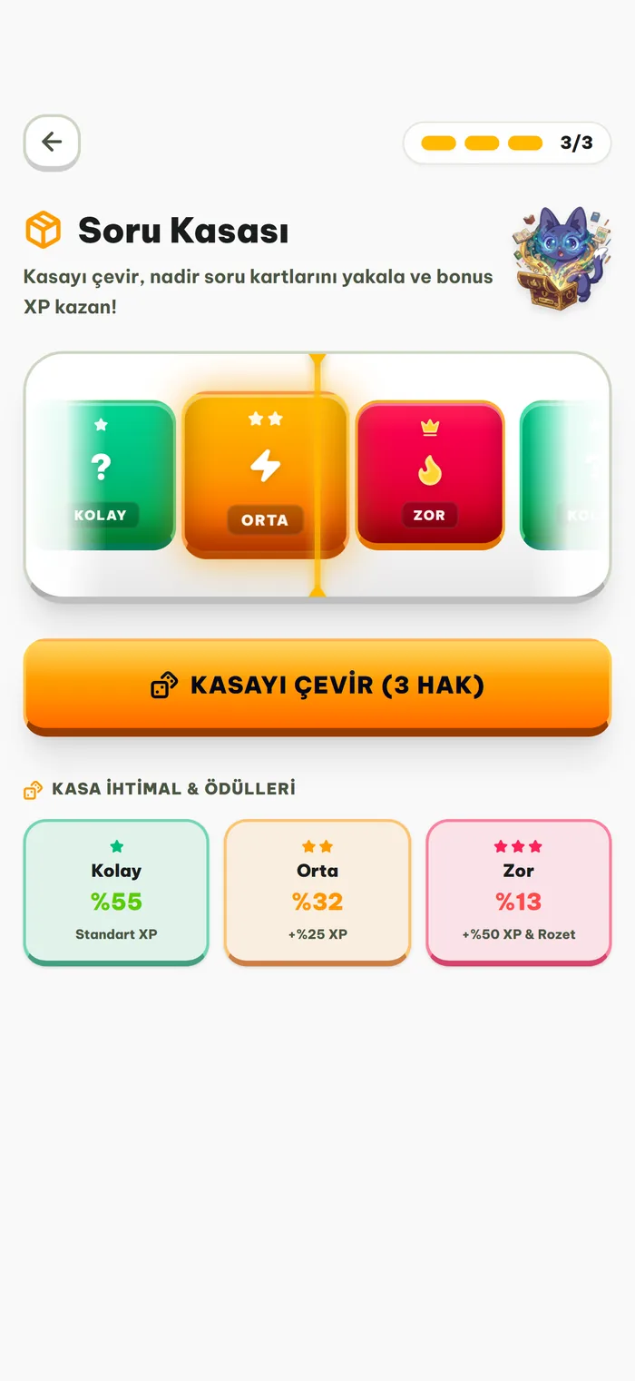 Soru kasası ekranı